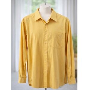 Tommy Bahama Indigo Palms Button Down Shirt Mens XL Yellow Long Sleeve Cotton